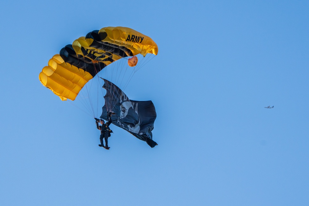 The Army Parachute Team jumps for Fiesta