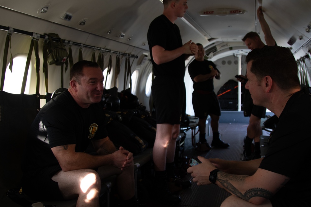 U.S. Army Parachute Team, the Golden Knights, jump into the San Antonio Country Club.