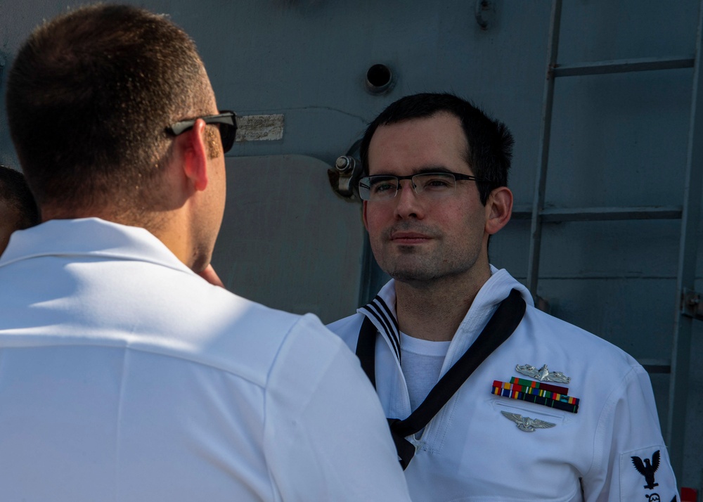 Gridley conducts a dress whites inspection
