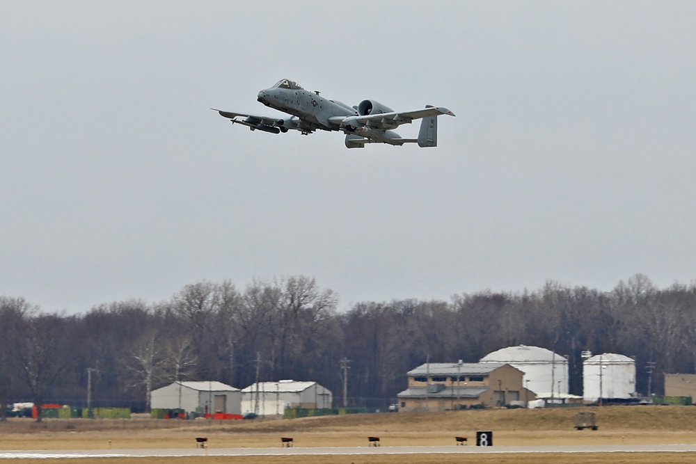 A-10s Launch for Refuel Training during April Drill