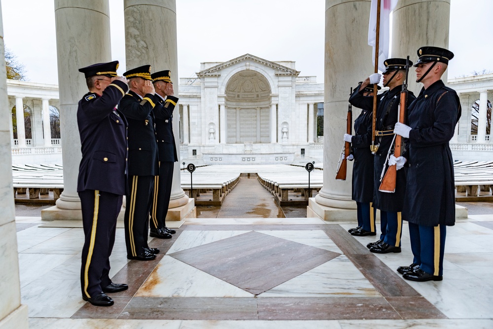 Chief of Staff of the Japan Ground Self-Defense Force Gen. Yoshida Yoshihide Participates in an Army Full Honors Wreath-Laying Ceremony at the Tomb of the Unknown Soldier