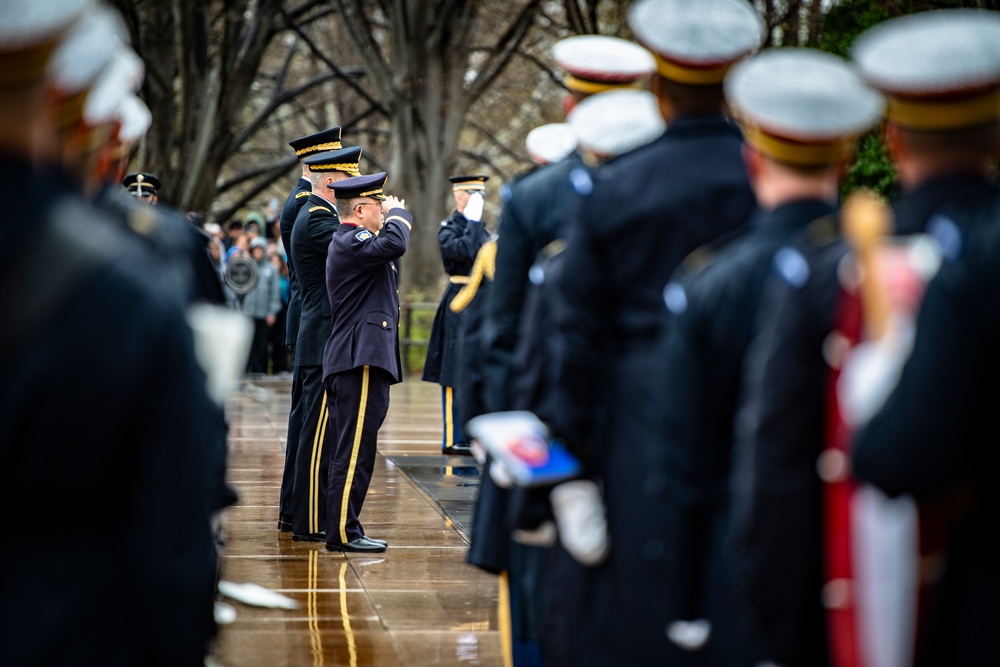 Chief of Staff of the Japan Ground Self-Defense Force Gen. Yoshida Yoshihide Participates in an Army Full Honors Wreath-Laying Ceremony at the Tomb of the Unknown Soldier