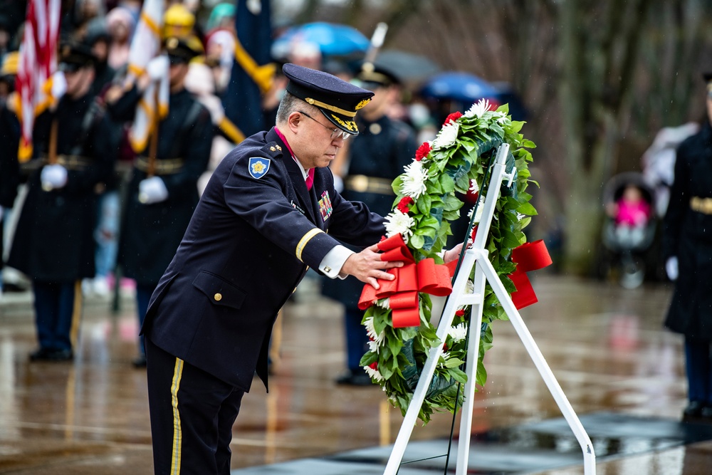 Chief of Staff of the Japan Ground Self-Defense Force Gen. Yoshida Yoshihide Participates in an Army Full Honors Wreath-Laying Ceremony at the Tomb of the Unknown Soldier