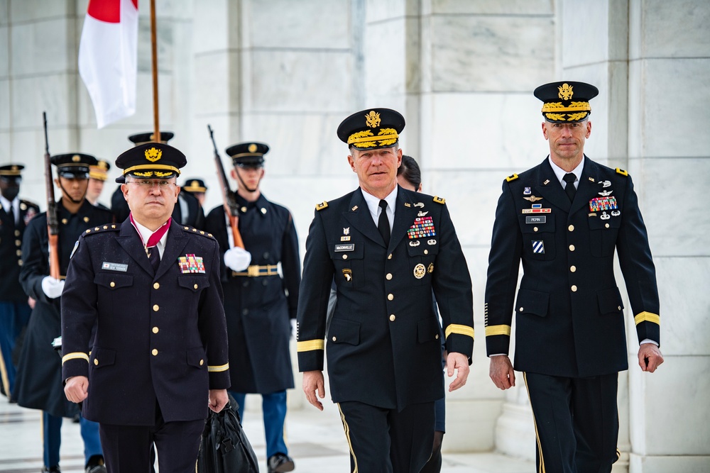 Chief of Staff of the Japan Ground Self-Defense Force Gen. Yoshida Yoshihide Participates in an Army Full Honors Wreath-Laying Ceremony at the Tomb of the Unknown Soldier