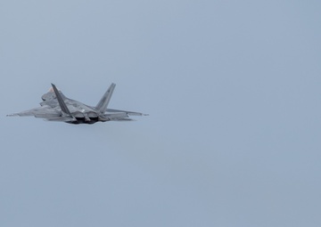 F-22s take off from Ted Stevens during PF 22-4