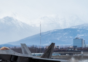 F-22s take off from Ted Stevens during PF 22-4