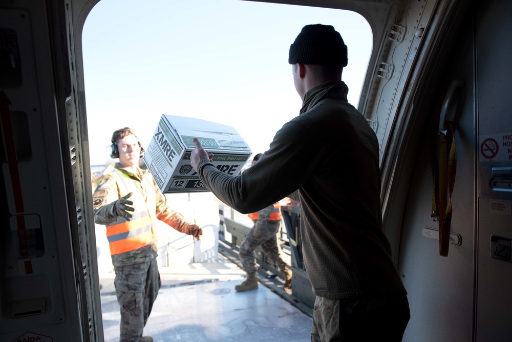 435th Contingency Response Group downloads aid and supplies in Poland to support Ukraine