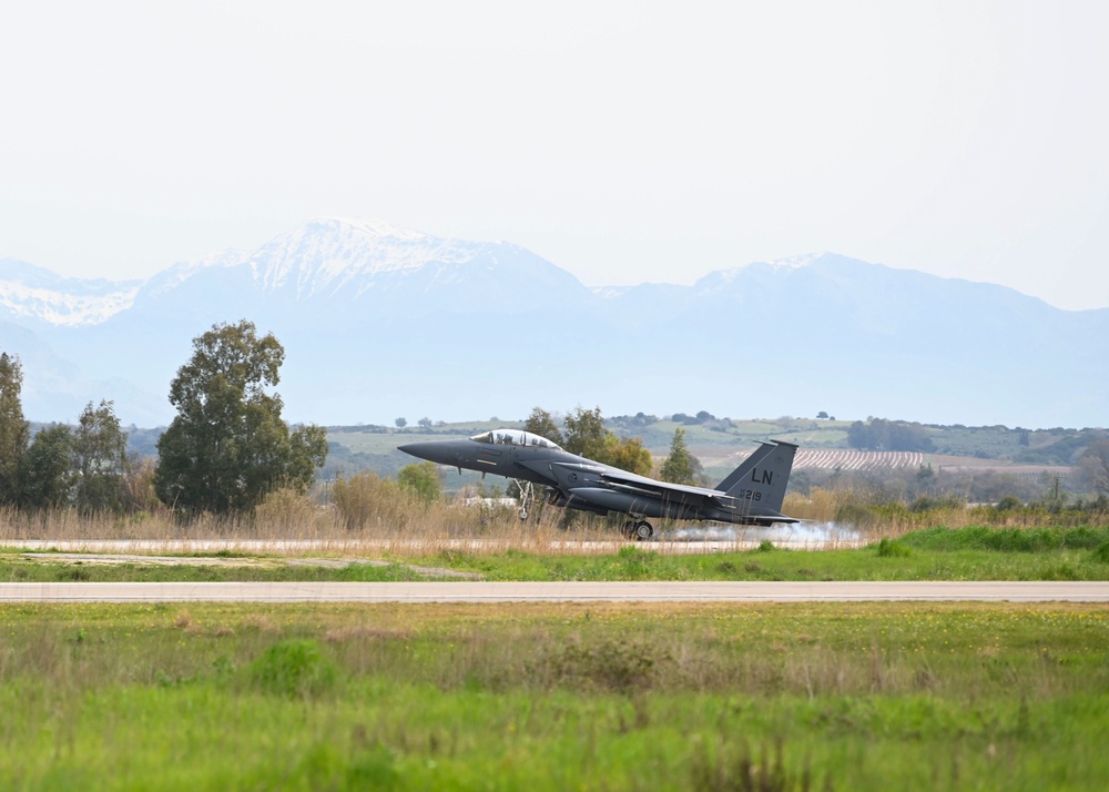 48th Fighter Wing F-15E Strike Eagles fly with Hellenic air force during INIOCHOS 22