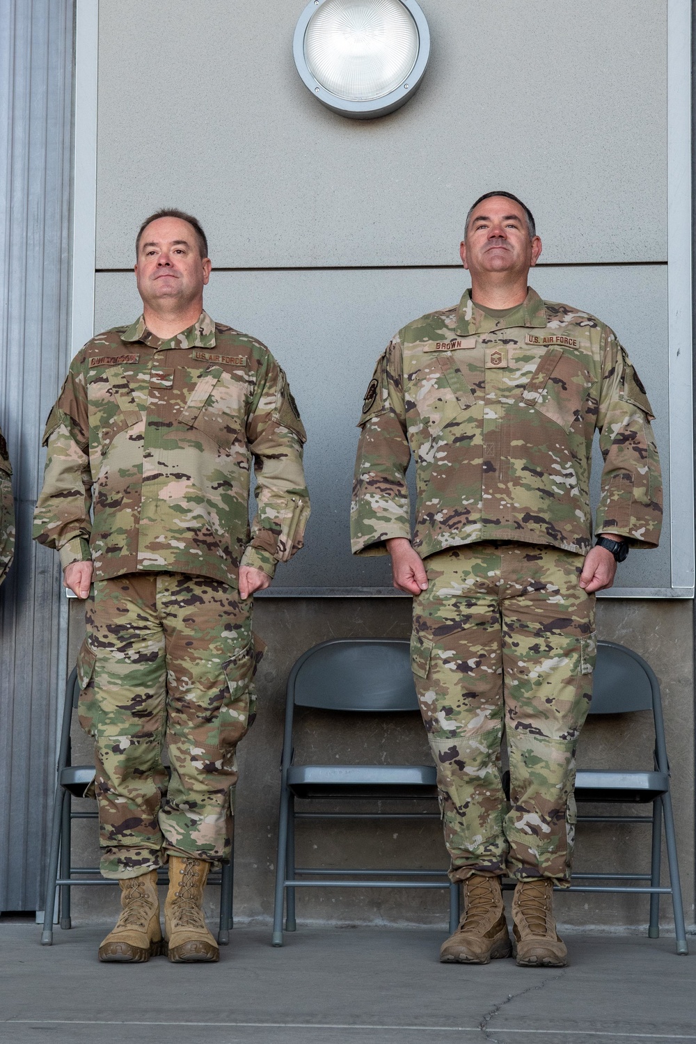 Col. Brian Gunderson, Nevada Air National Guard Director of Staff-Air awards the Maj. Gen. Drennan A. Clark Order of Nevada to Senior Master Sgt. Rommie Brown