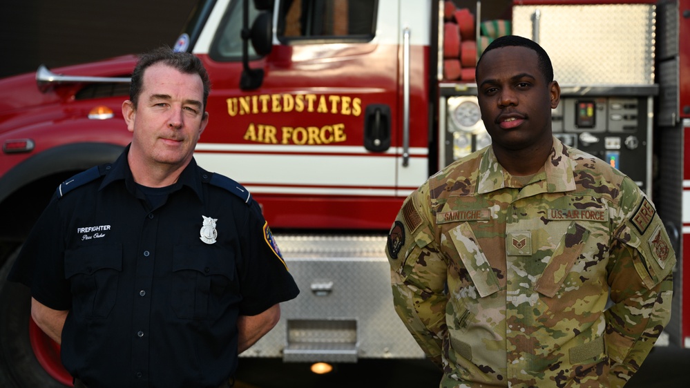 100th Civil Engineer Squadron fire fighters help extinguish local waste fire