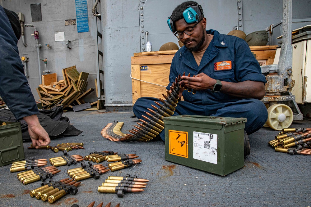 USS San Jacinto conducts a live-fire exercise in the Adriatic Sea.