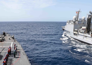 USS Ross replenishes at sea with FS Marne