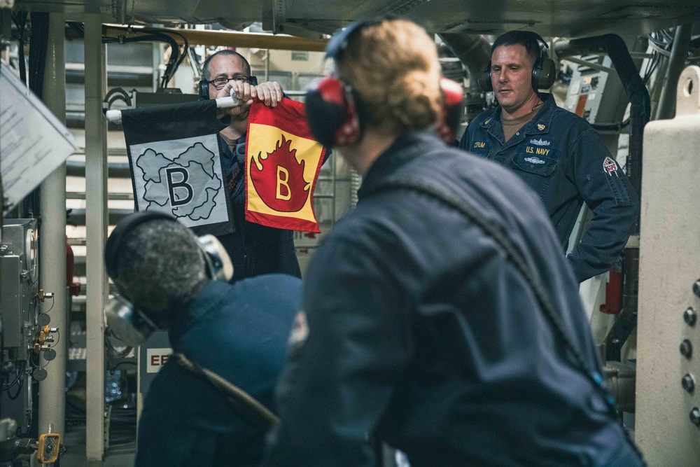 USS Billings Sailors Conduct Engineering Casualty Control Drills