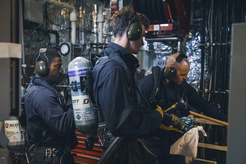 USS Billings Sailors Conduct Engineering Casualty Control Drills