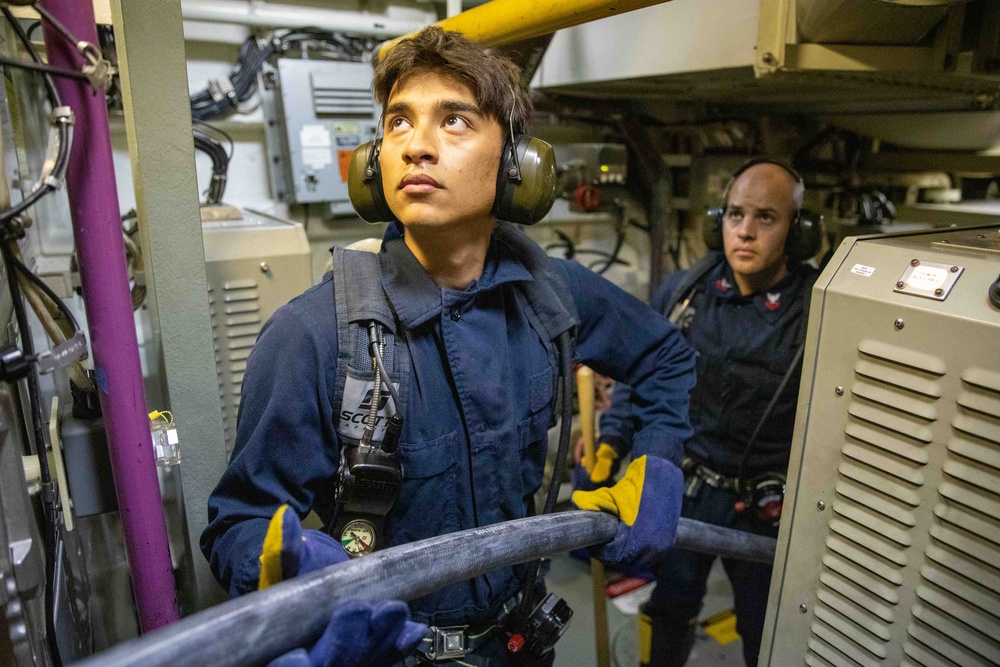 USS Billings Sailors Conduct Engineering Casualty Control Drills