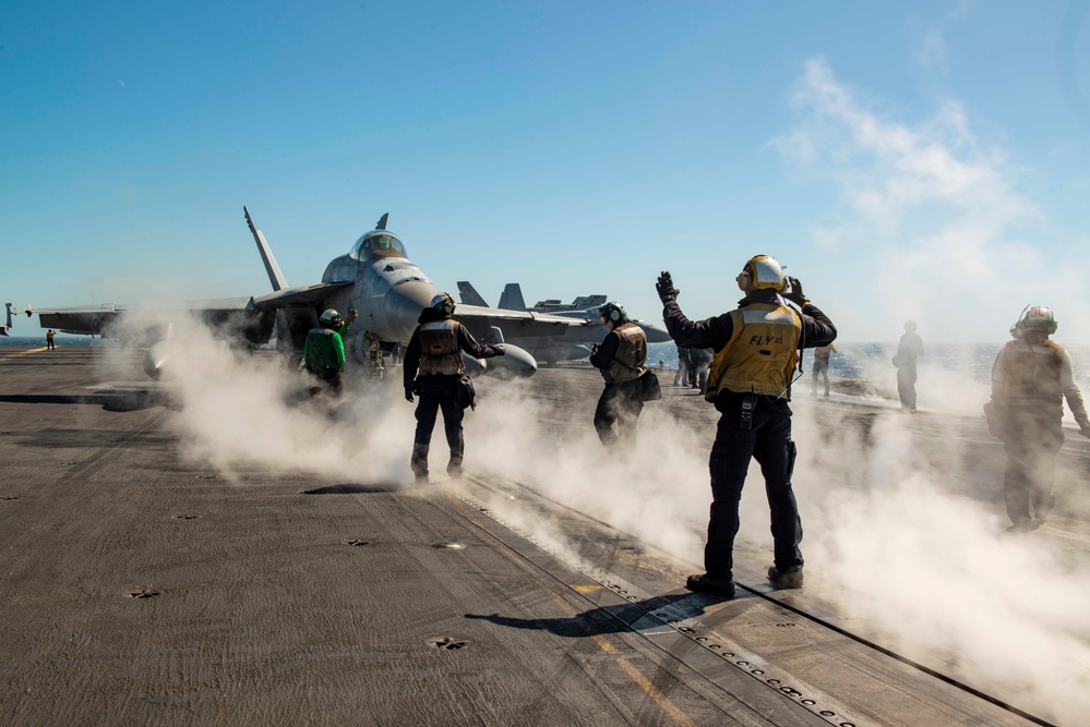 The Harry S. Truman Carrier Strike Group is on a scheduled deployment in the U.S. Sixth Fleet area of operations in support of naval operations to maintain maritime stability and security.