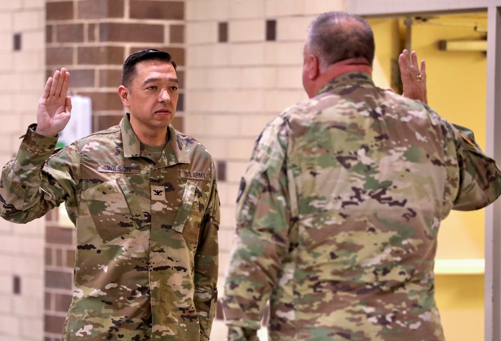 Promotion ceremony for Lt. Col. John D. Wilson to colonel