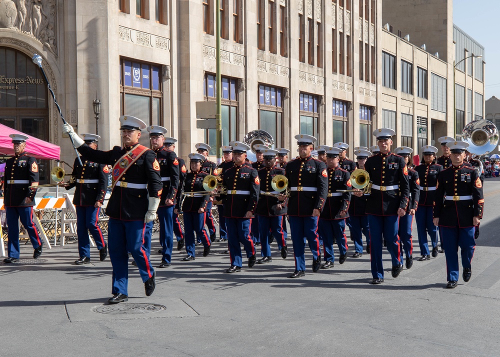 The Battle of the Flowers parade occurs downtown in San Antonio