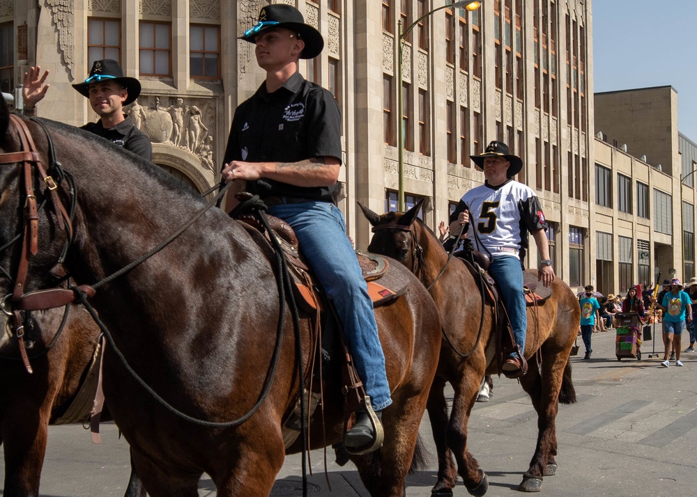 The Battle of the Flowers parade occurs downtown in San Antonio