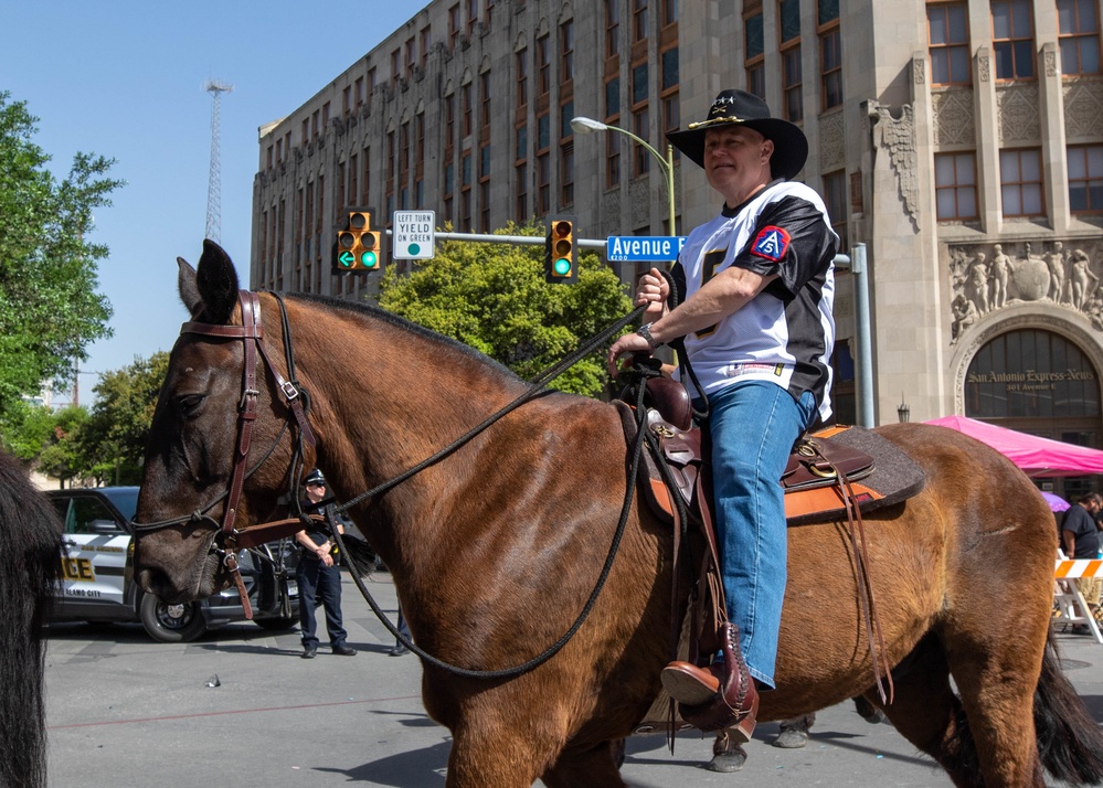 The Battle of the Flowers parade occurs downtown in San Antonio