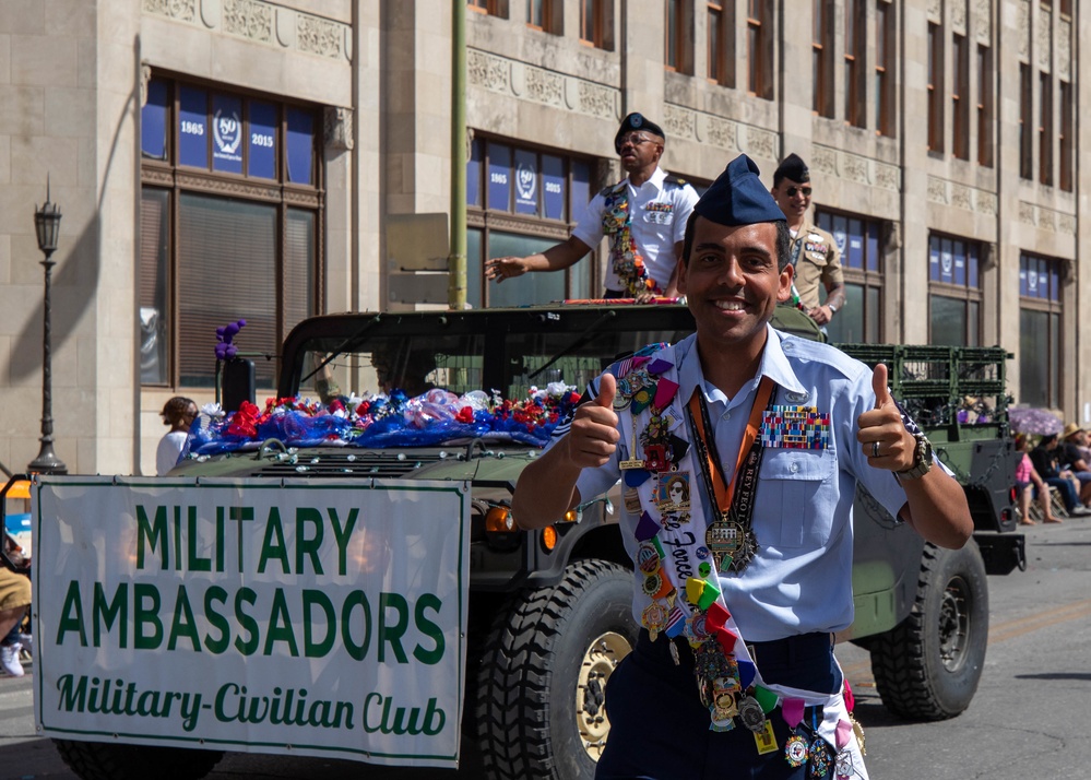 The Battle of the Flowers parade occurs downtown in San Antonio