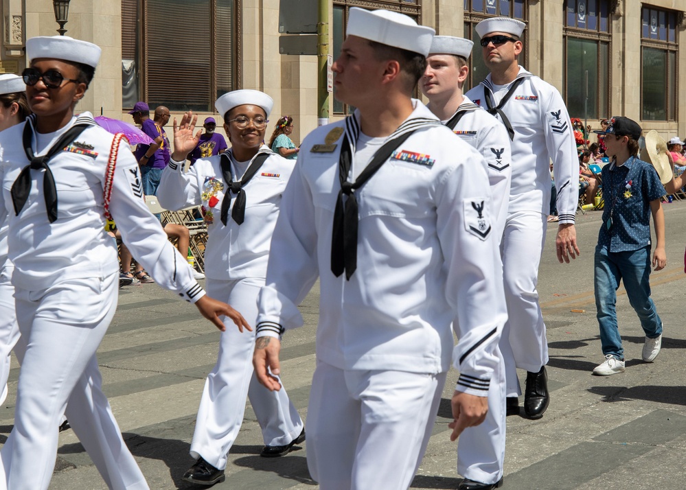 The Battle of the Flowers parade occurs downtown in San Antonio