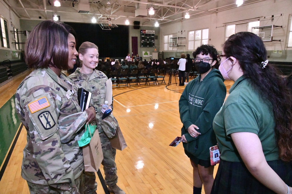 MEDCoE leaders support female students during Incarnate Word High School speaker panel