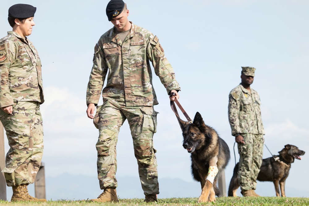 JBPHH MWDs Chewy and Zeus celebrate retirement