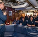 Rear Adm. Curt Renshaw, commander Carrier Strike Group (CSG) 8, addresses the chief’s mess aboard USS Mitscher (DDG 57)