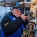 Professional Apprenticeship Career Tract (PACT) Seaman Cullen Patterson, from Cherry Hill, N.J., assigned to the Arleigh Burke-class guided-missile destroyer USS Mitscher (DDG 57), removes a pin from a pad eye winch