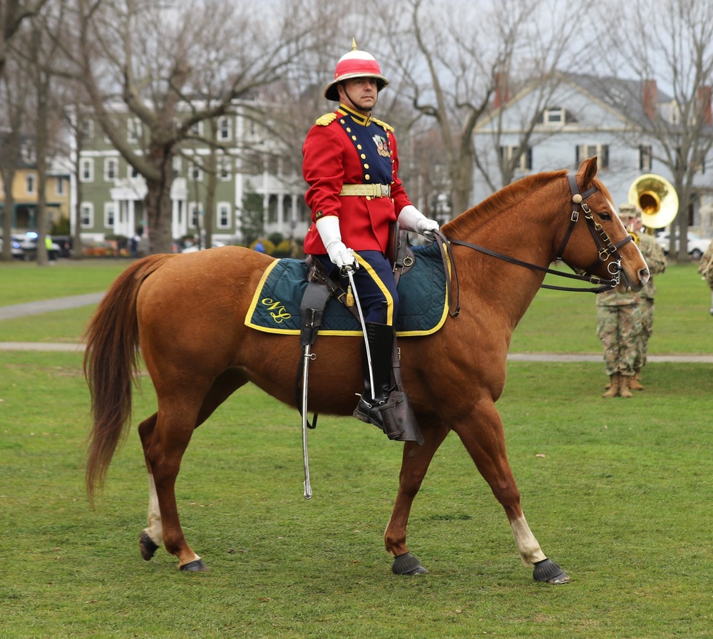 The National Lancers march at the 385th Anniversary of the Salem Muster