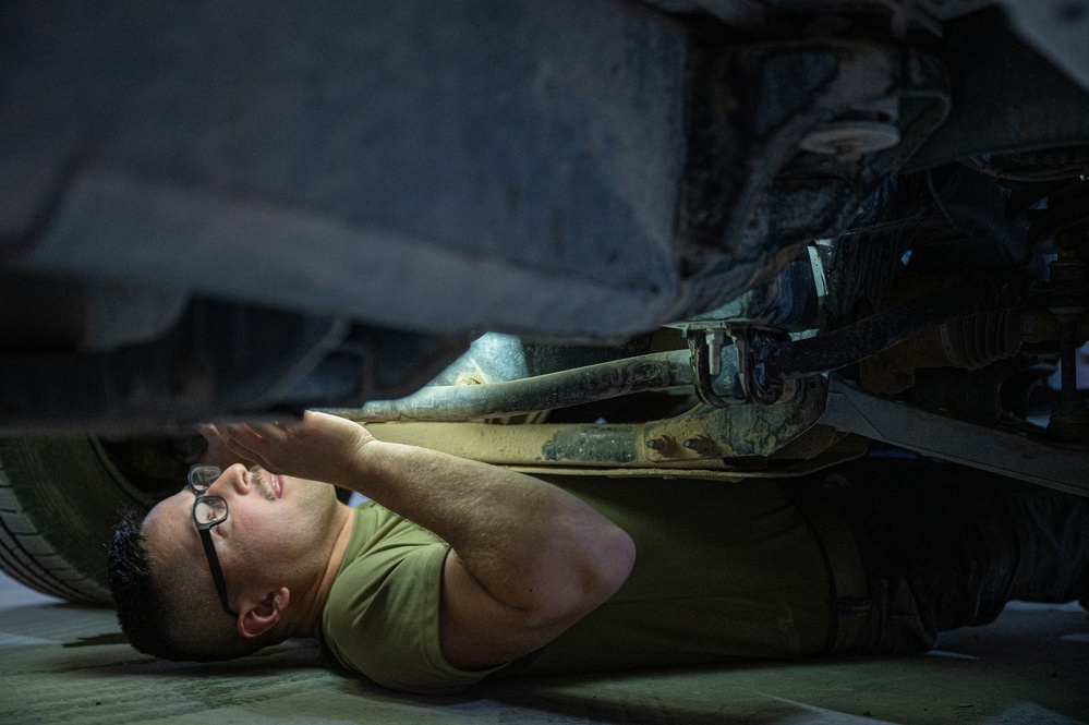 Vehicle Management Airmen work day and night to keep vehicles serviceable