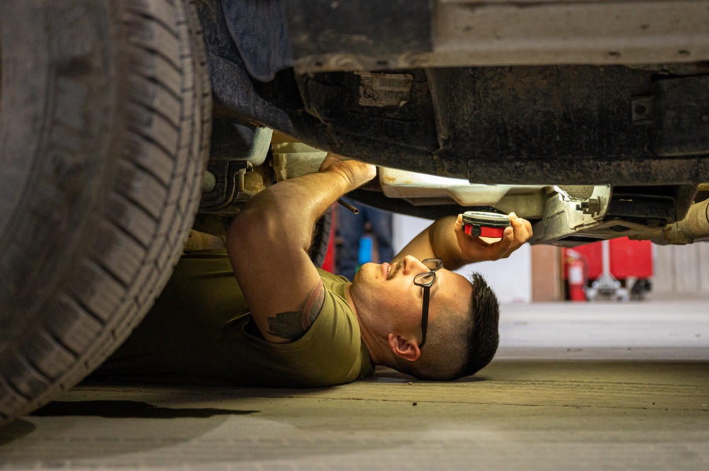 Vehicle Management Airmen work day and night to keep vehicles serviceable