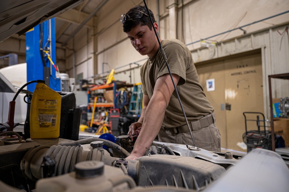 Vehicle Management Airmen work day and night to keep vehicles serviceable