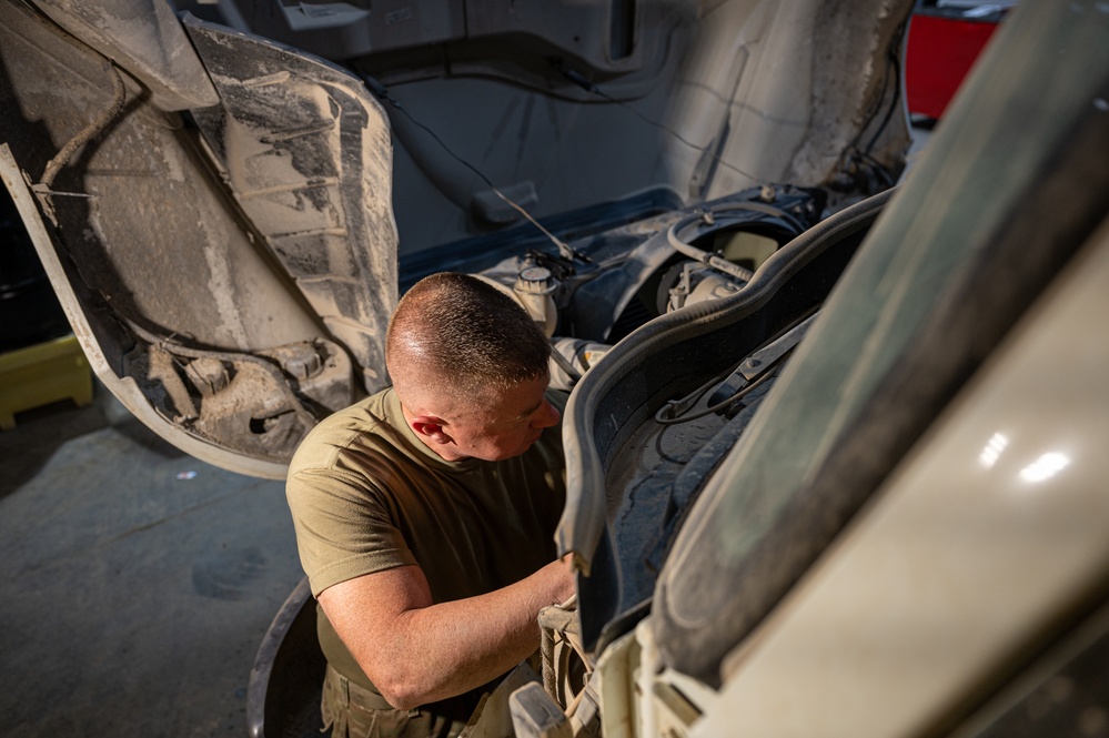Vehicle Management Airmen work day and night to keep vehicles serviceable