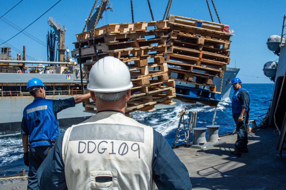 USS Jason Dunham (DDG 109) Conducts Replenishment-at-Sea With USNS Laramie (T-AO-203)