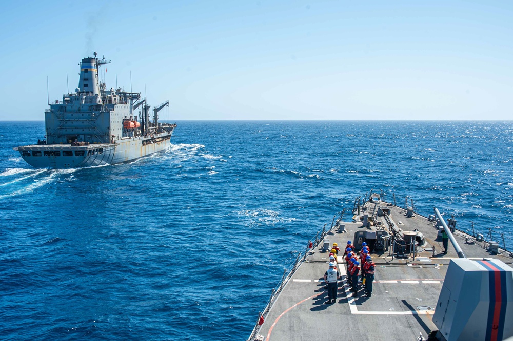USS Jason Dunham (DDG 109) Conducts Replenishment-at-Sea With USNS Laramie (T-AO-203)