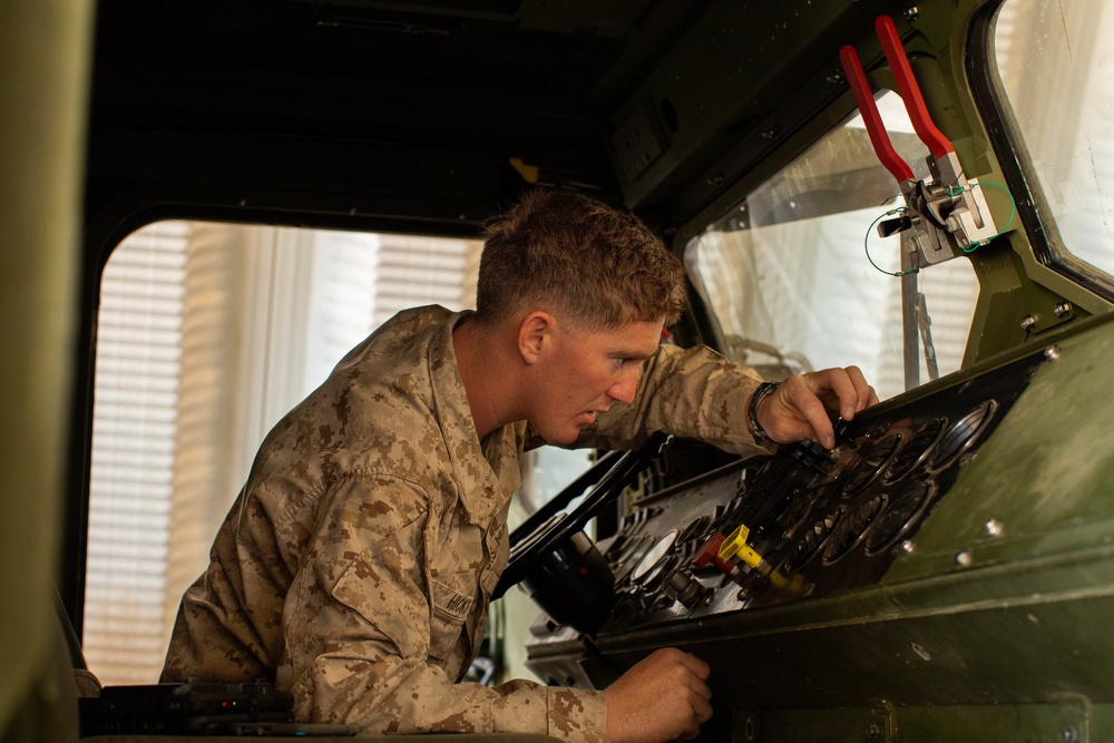 U.S. Marines with CLB1, CLR1, 1st MLG, conduct preventive maintenance