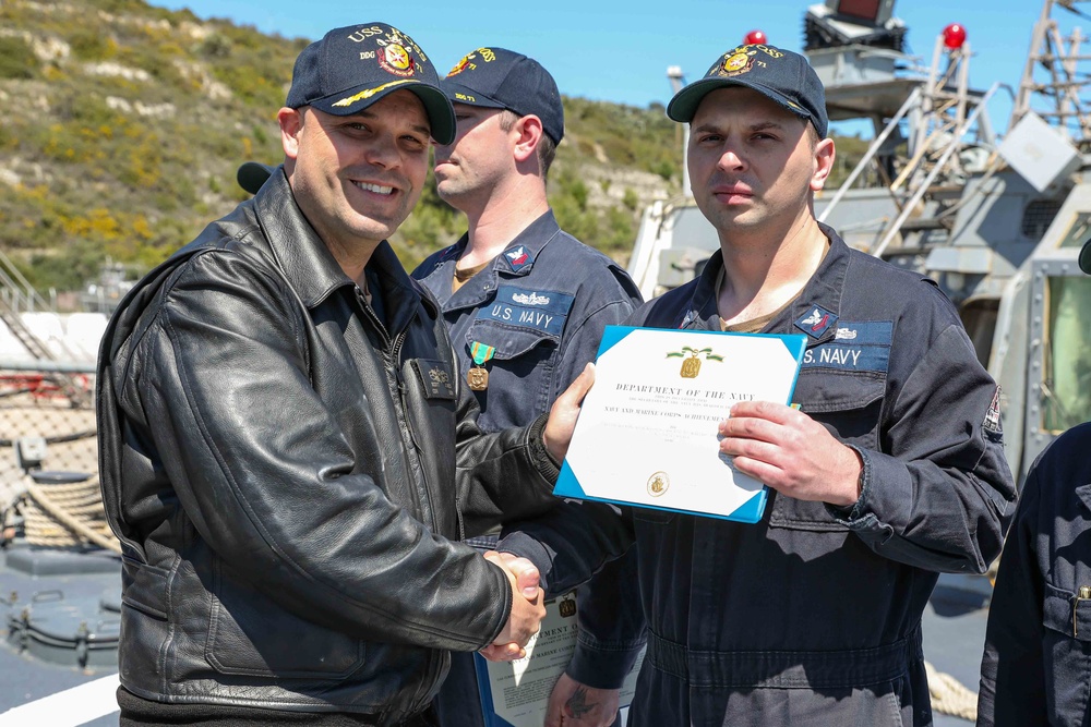 USS Ross Sailors receive awards