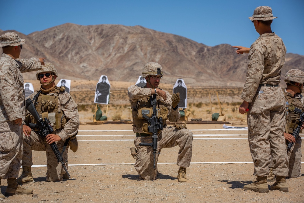 U.S. Marines with CLB1, CLR1, 1st MLG, conduct a CMP range for ITX 3-22