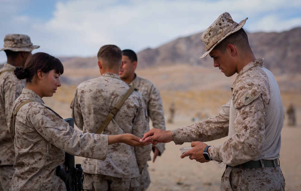 U.S. Marines with CLB1, CLR1, 1st MLG, conduct a CMP range for ITX 3-22