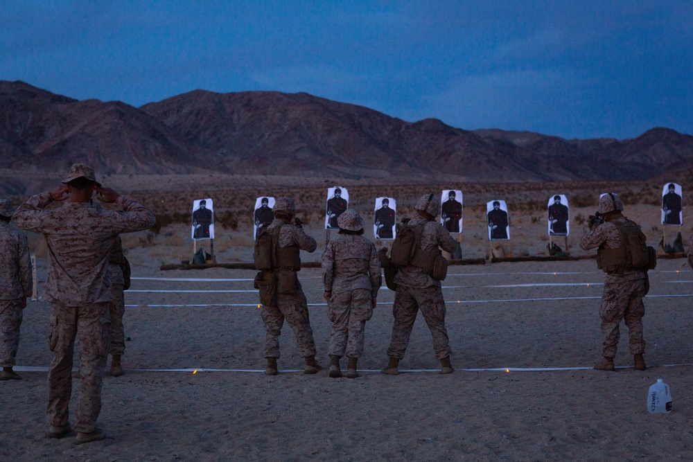 U.S. Marines with CLB1, CLR1, 1st MLG, conduct a CMP range for ITX 3-22