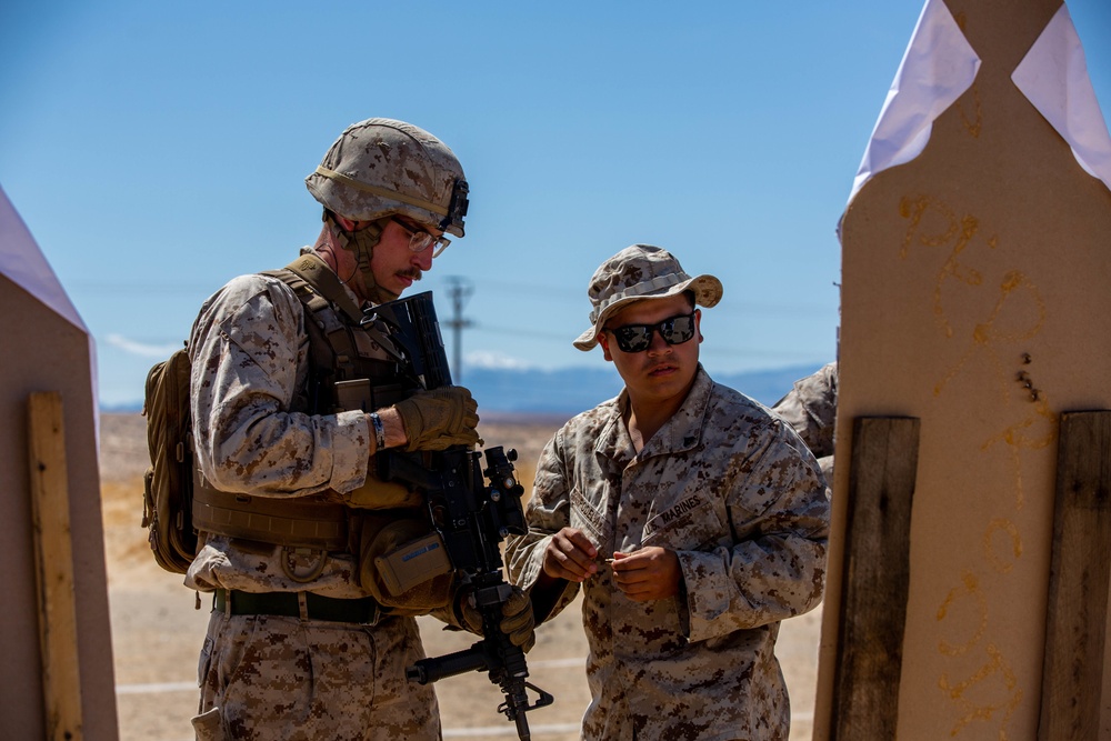 U.S. Marines with CLB1, CLR1, 1st MLG, conduct a CMP range for ITX 3-22