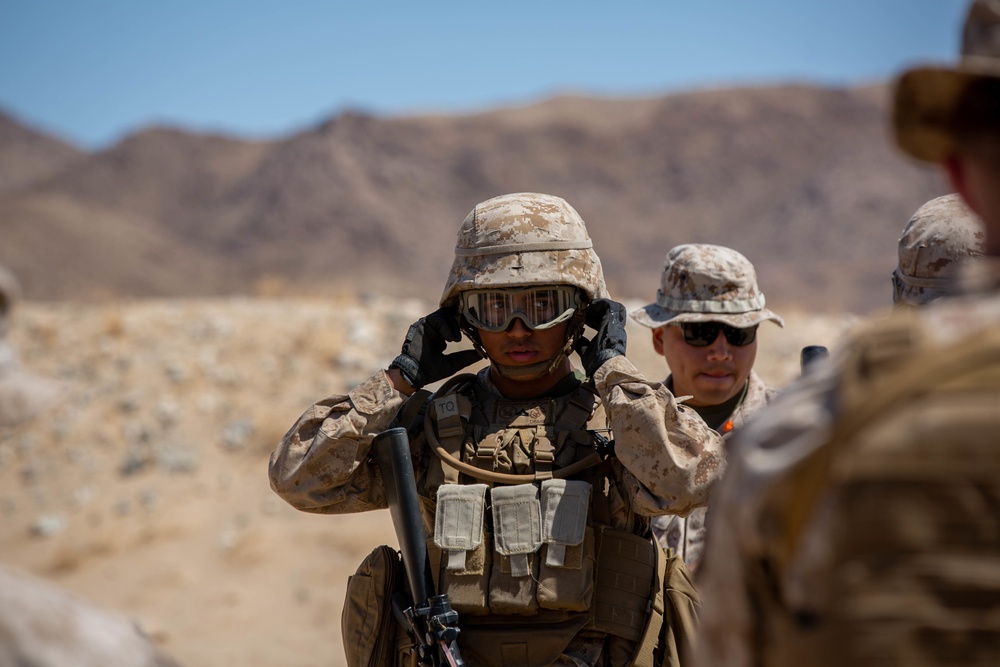 U.S. Marines with CLB1, CLR1, 1st MLG, conduct a CMP range for ITX 3-22