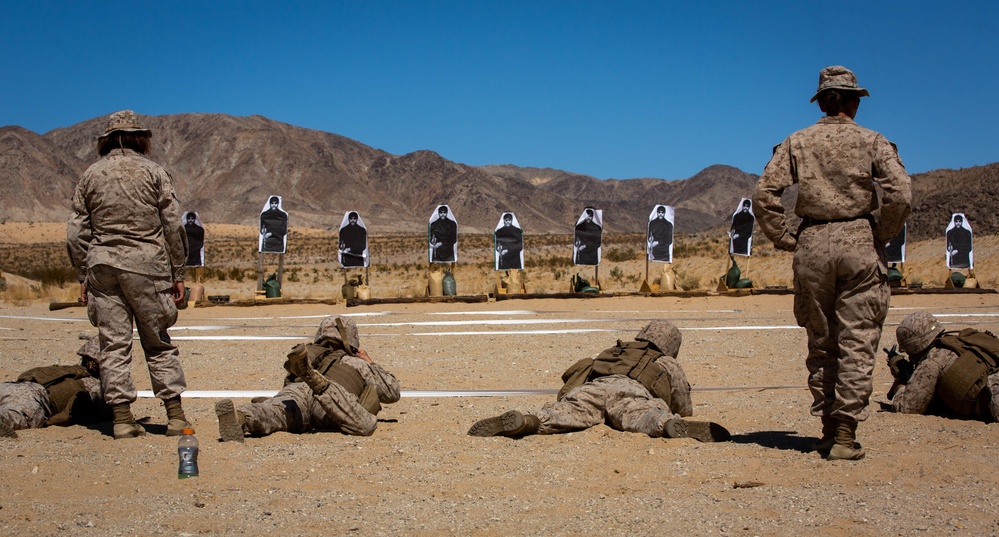 U.S. Marines with CLB1, CLR1, 1st MLG, conduct a CMP range for ITX 3-22