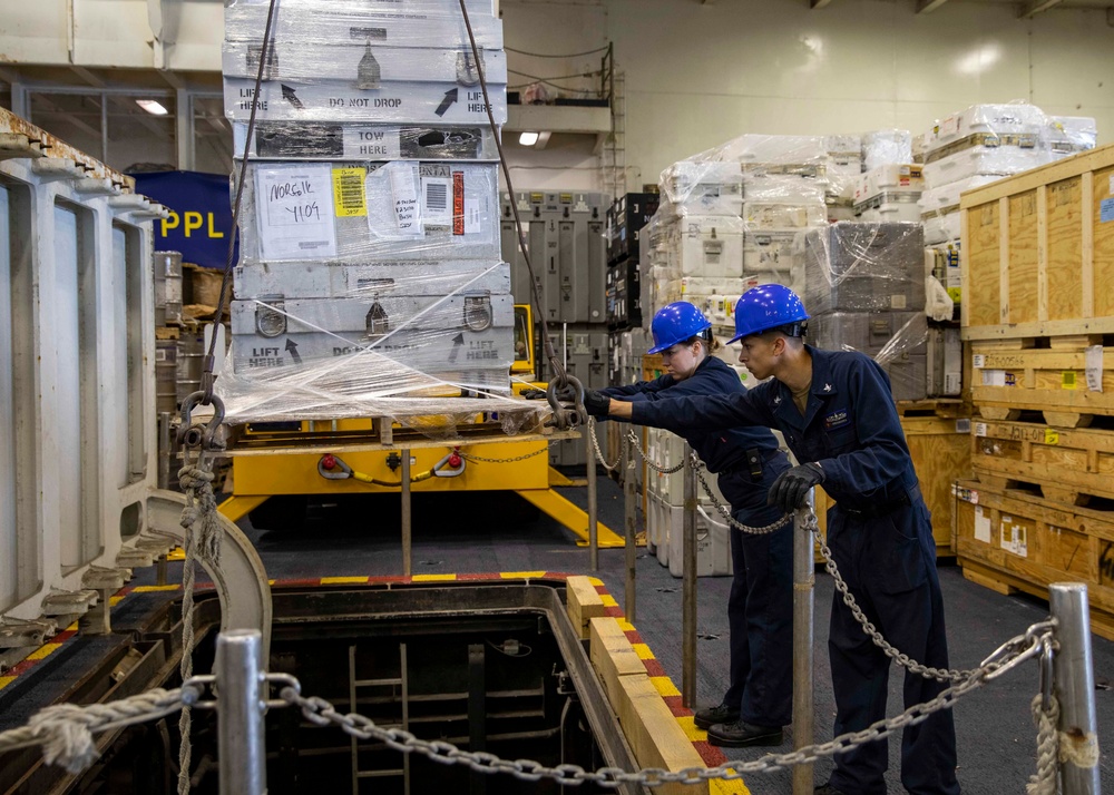 GHWB Sailors Move Equipment