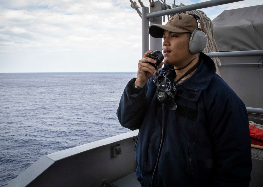 GHWB Sailor Stands a Lookout Watch