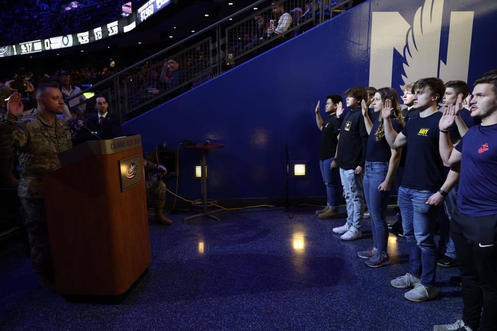 Oath of Enlistment at Blue Jackets game