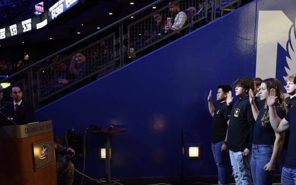 Oath of Enlistment at Blue Jackets game