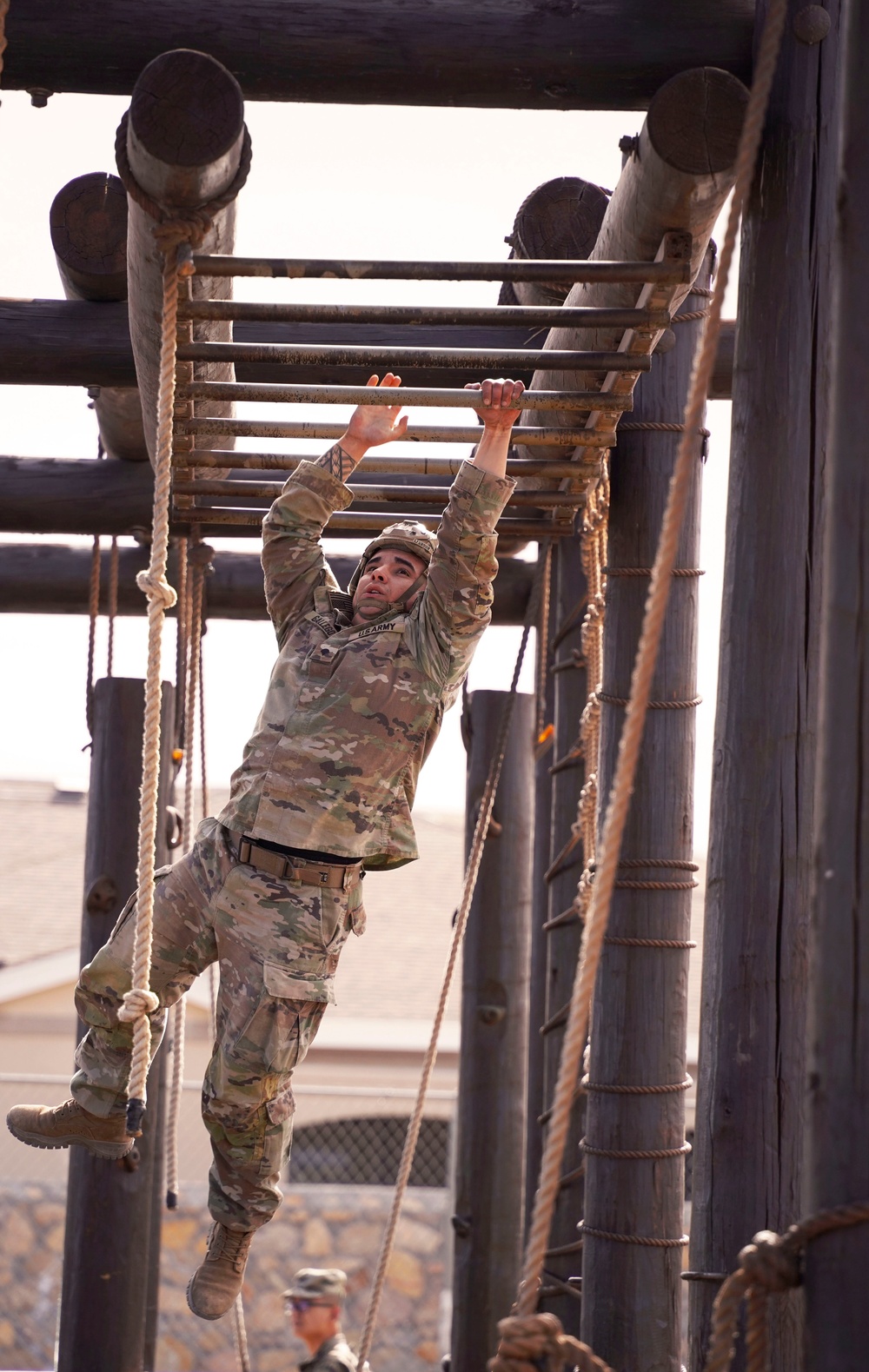 U.S. Army soldiers participate in obstacle course during Best Leader Competition